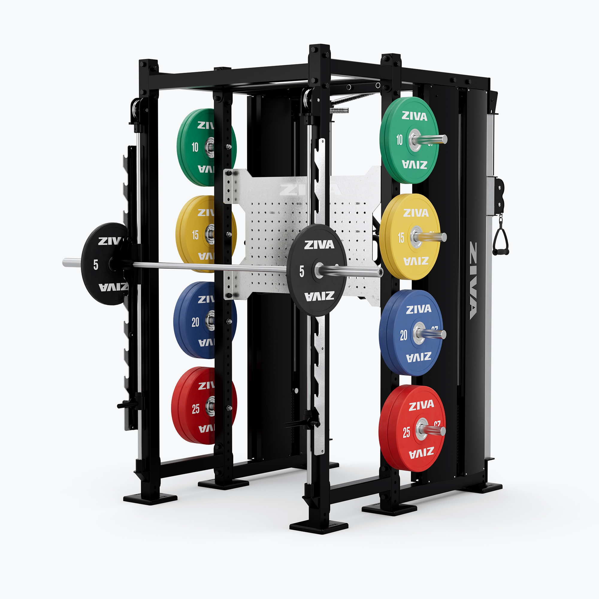 Khung Gánh Tạ Trượt Có Ray An Toàn (Smith Machine) Tích Hợp Máy Kéo Cáp ZIVA INOX (ZIN-RGCB-TS74) | ZIVA® 3 Góc chụp 2