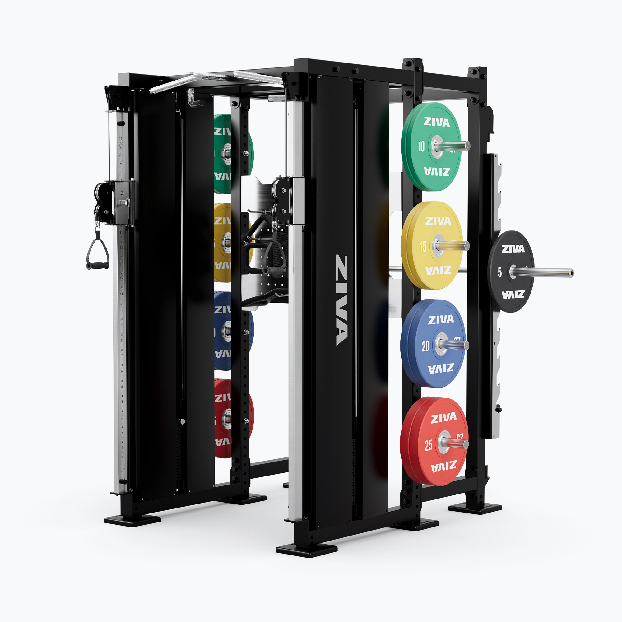 Khung Gánh Tạ Trượt Có Ray An Toàn (Smith Machine) Tích Hợp Máy Kéo Cáp ZIVA INOX