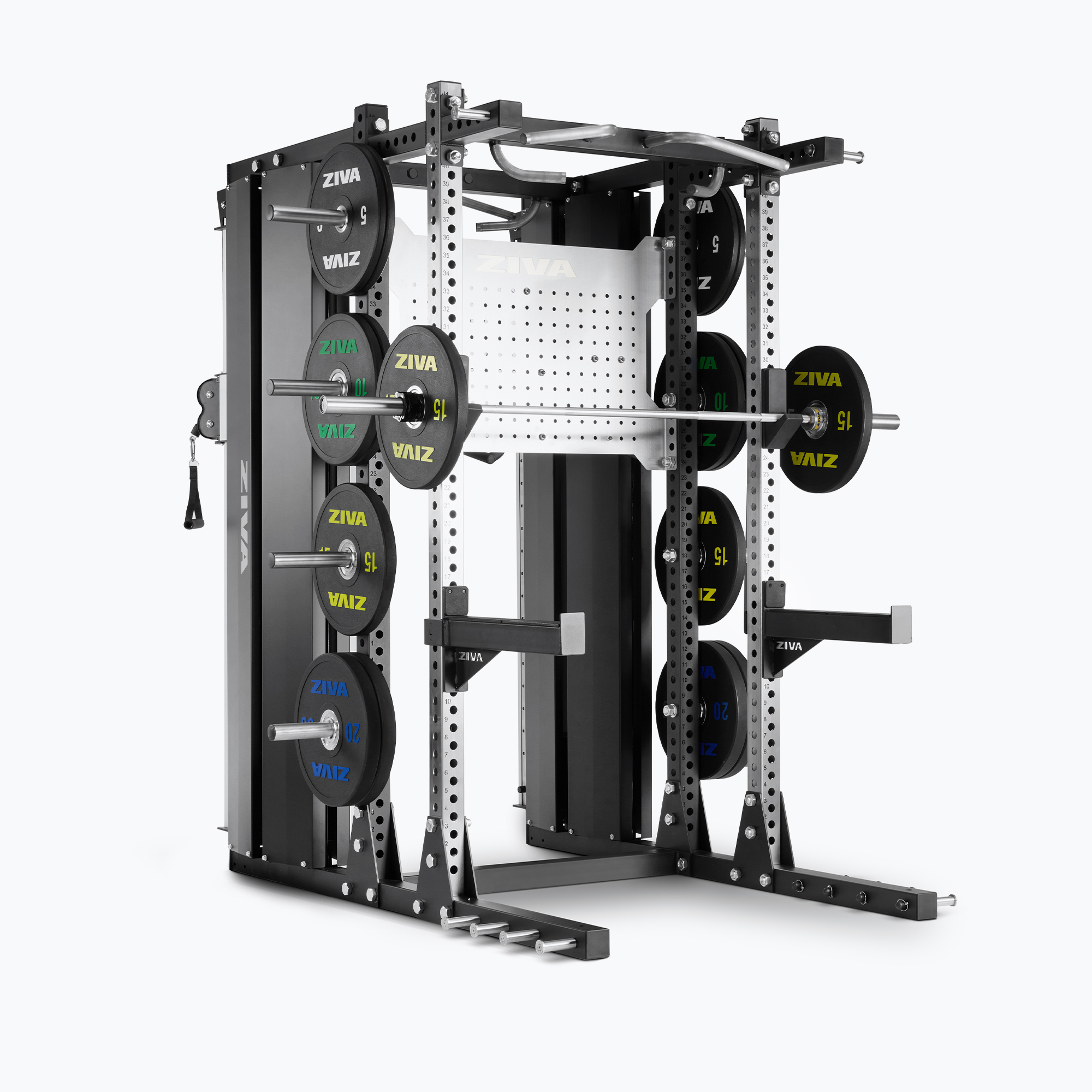 Khung Gánh Tạ Half Rack Tích Hợp Kéo Cáp ZIVA INOX