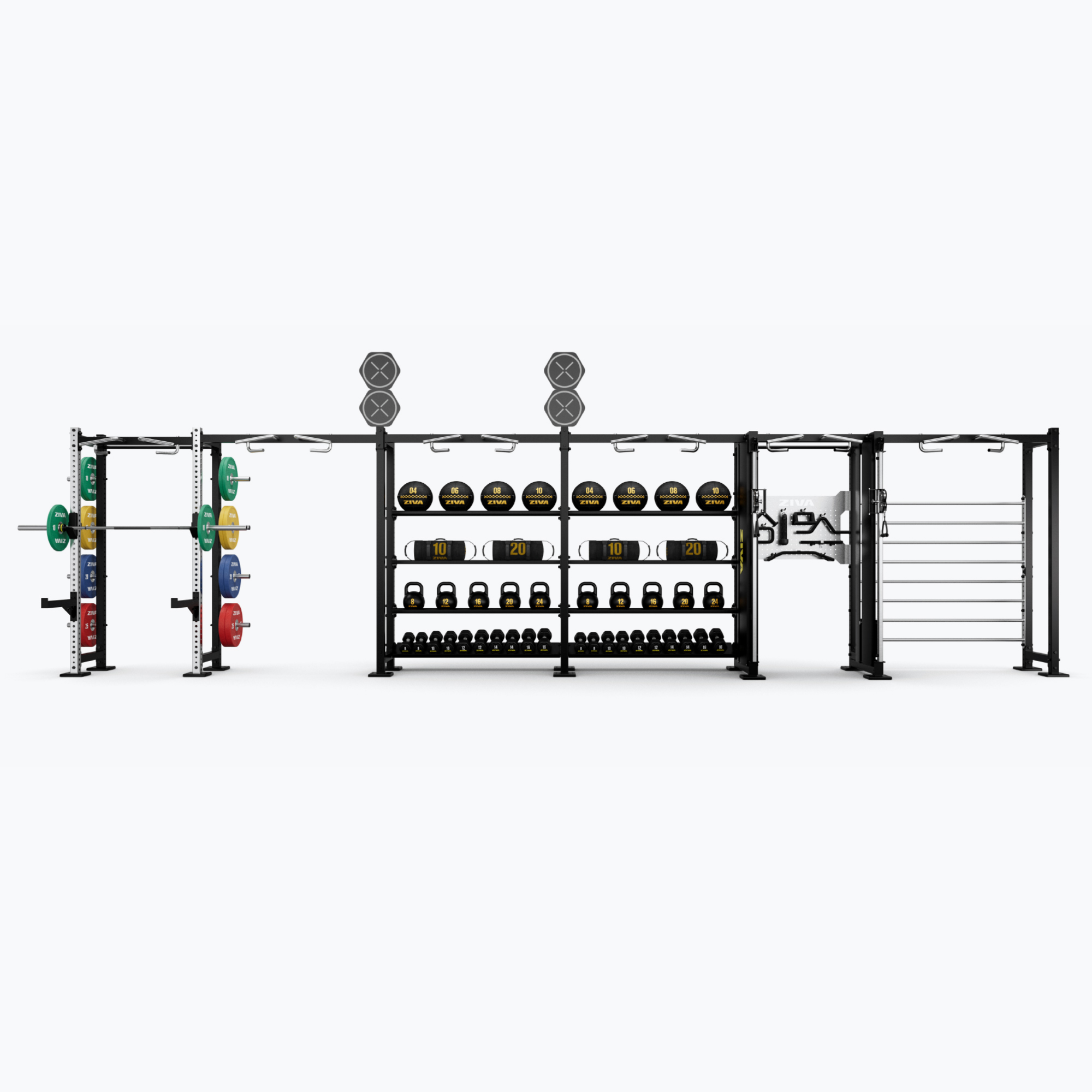 Hệ Thống Giàn Tập Đa Năng Gắn Tường ZIVA INOX Wall 6 Khoang (Máy Kéo Cáp + Khung Half Rack)