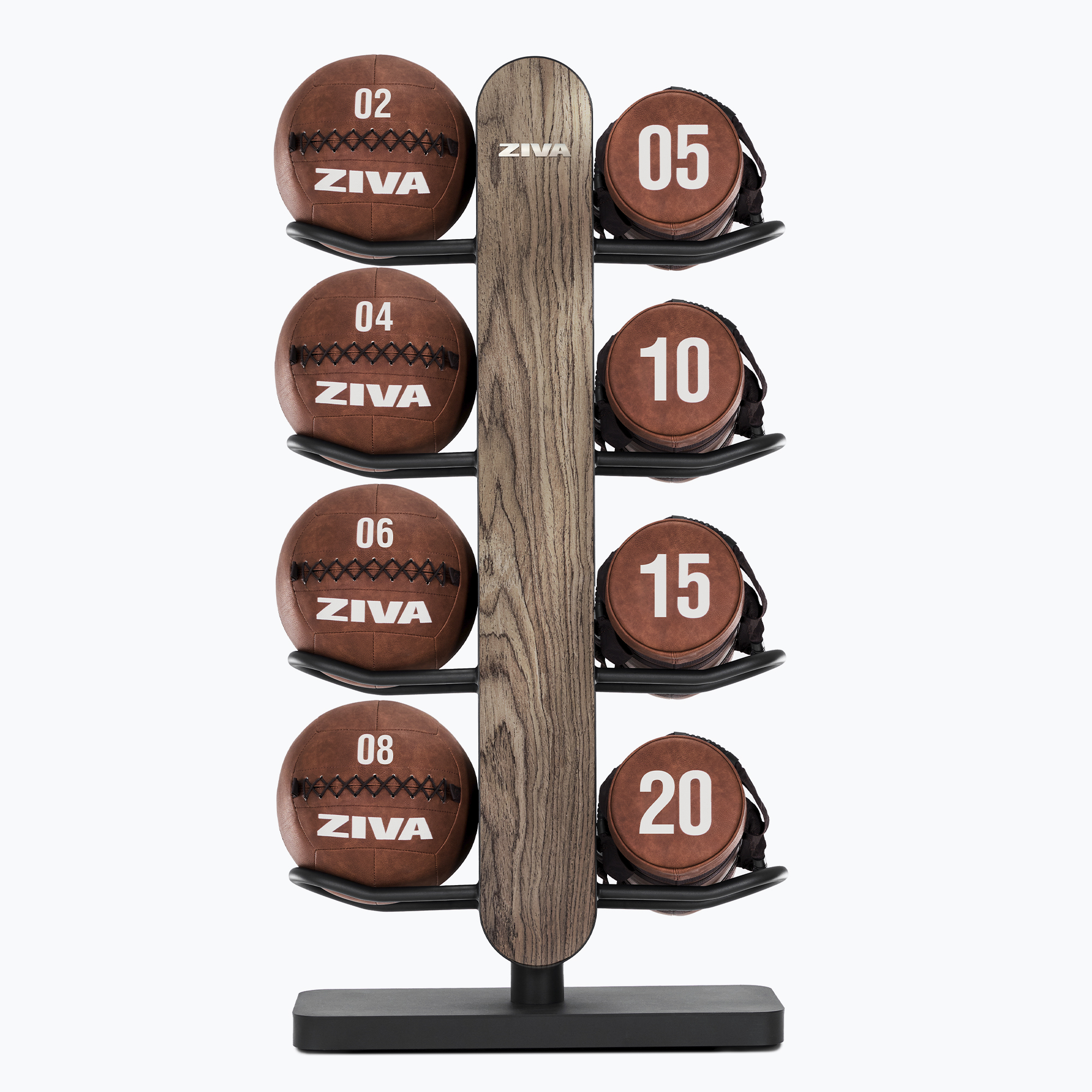 Tổ Hợp Bộ Bóng Tập Thể Lực Ném Tường (Wall Ball) ZIVA Lumina (2-8kg) Tích Hợp Bộ Bao Cát Tập Thể Lực Đa Năng (Power Bag) ZIVA Lumina (5-20kg), Hệ Thống Kệ Lưu Trữ Thiết Bị Đa Năng ZIVA Lumina (8 Chiếc) (ZWO-FTRK-0089) | ZIVA® 3 Góc chụp 2