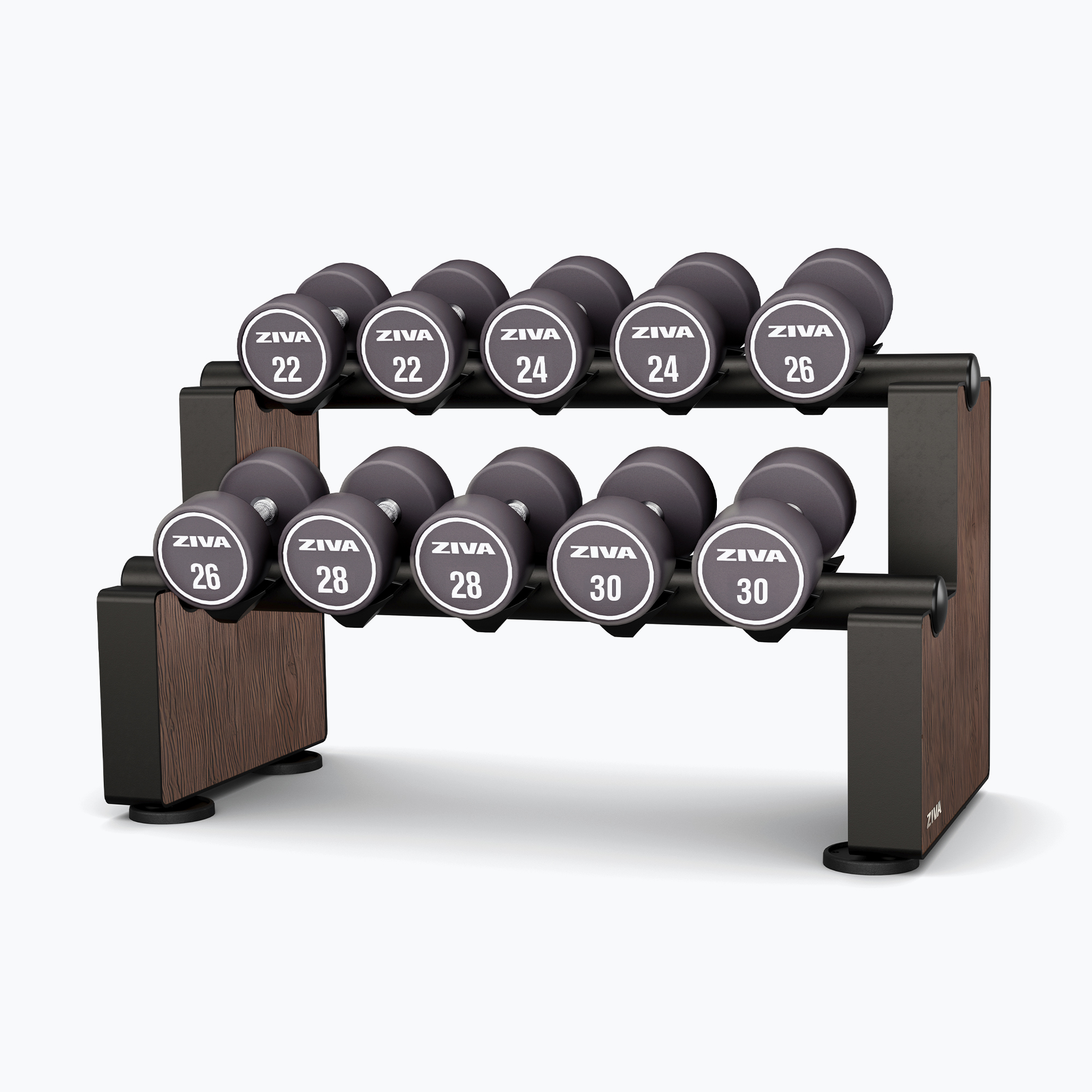 Ghế Đẩy Tạ Phẳng Thương Mại (Flat Bench) ZIVA Lumina (ZWO-XFLT-6752) | ZIVA® 3 Trọn Bộ Tạ Đơn Bọc Urethane ZIVA Lumina Kèm Kệ Để Tạ Đơn Ngang ZIVA Lumina