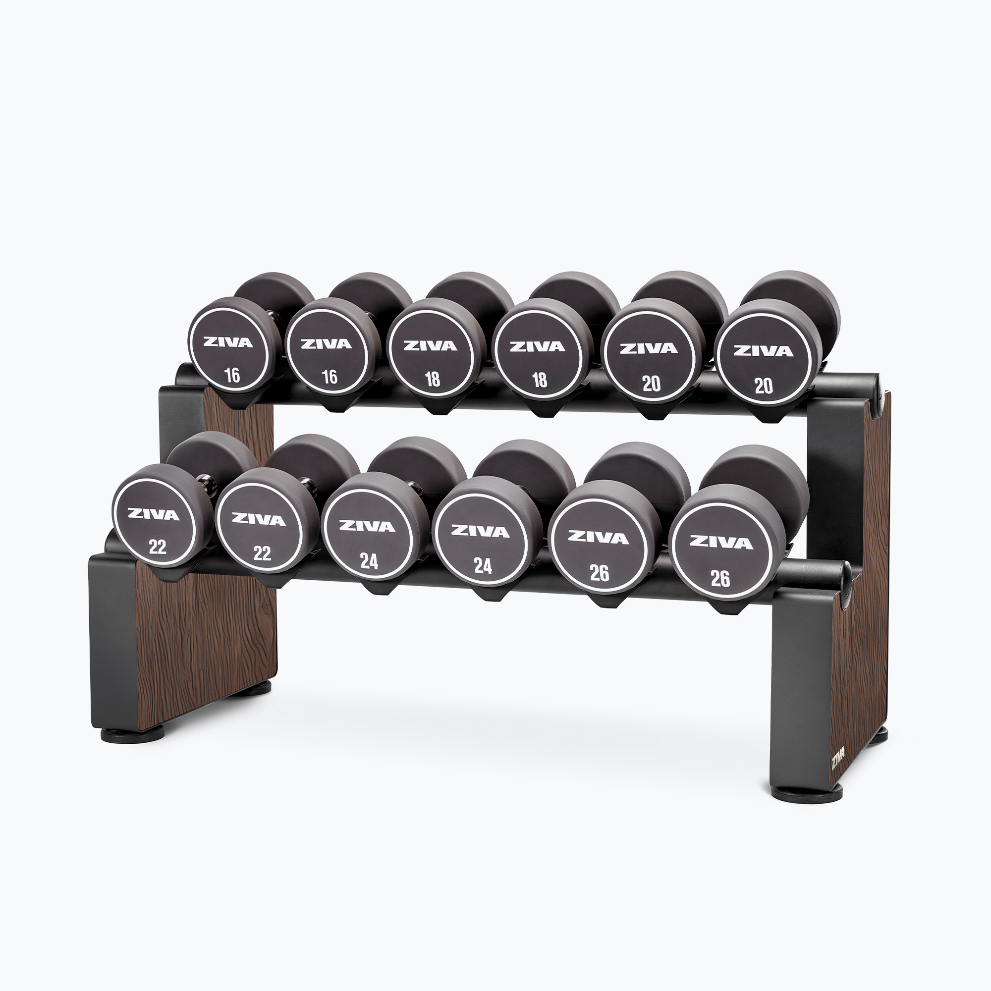 Ghế Đẩy Tạ Phẳng Thương Mại (Flat Bench) ZIVA Lumina (ZWO-XFLT-6752) | ZIVA® 4 Trọn Bộ Tạ Đơn Bọc Urethane ZIVA Lumina Kèm Kệ Để Tạ Đơn Ngang ZIVA Lumina