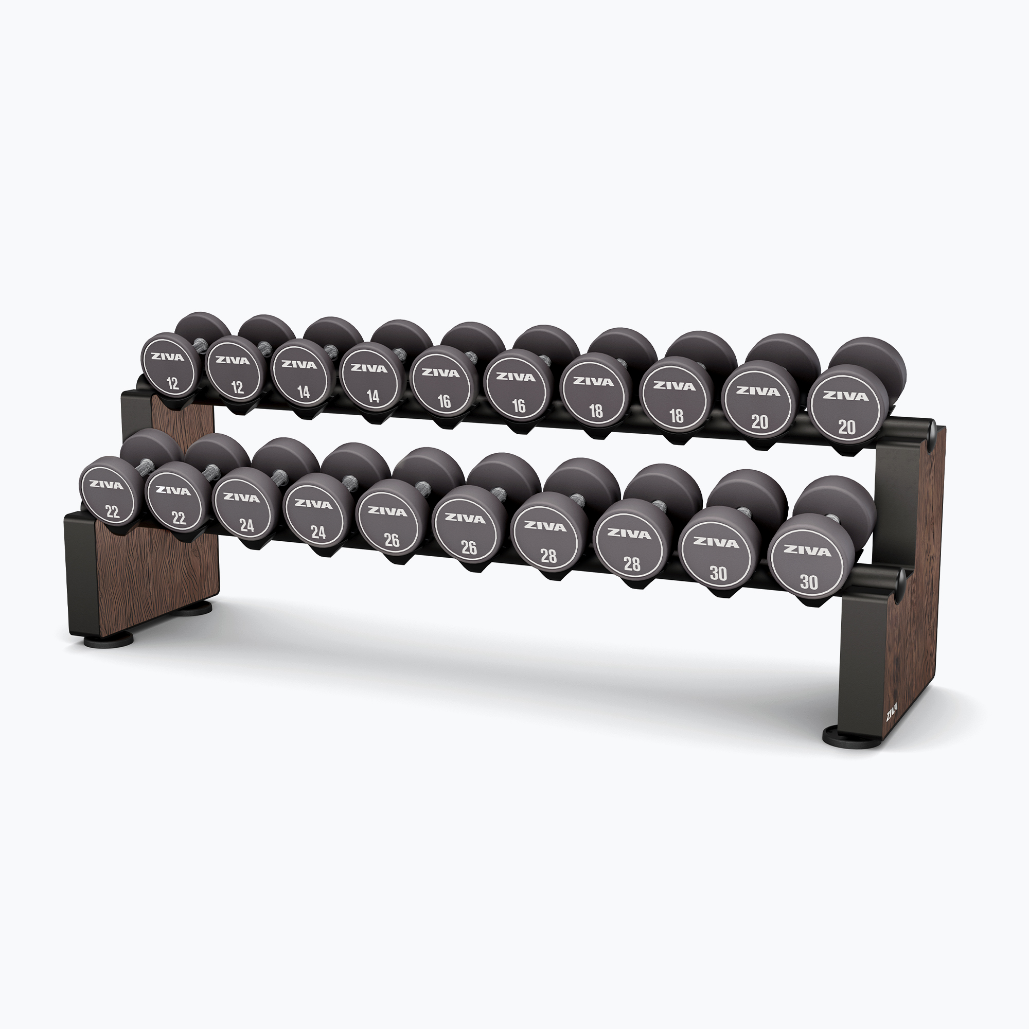 Ghế Đẩy Tạ Phẳng Thương Mại (Flat Bench) ZIVA Lumina (ZWO-XFLT-6752) | ZIVA® 5 Trọn Bộ Tạ Đơn Bọc Urethane ZIVA Lumina Kèm Kệ Để Tạ Đơn Ngang ZIVA Lumina
