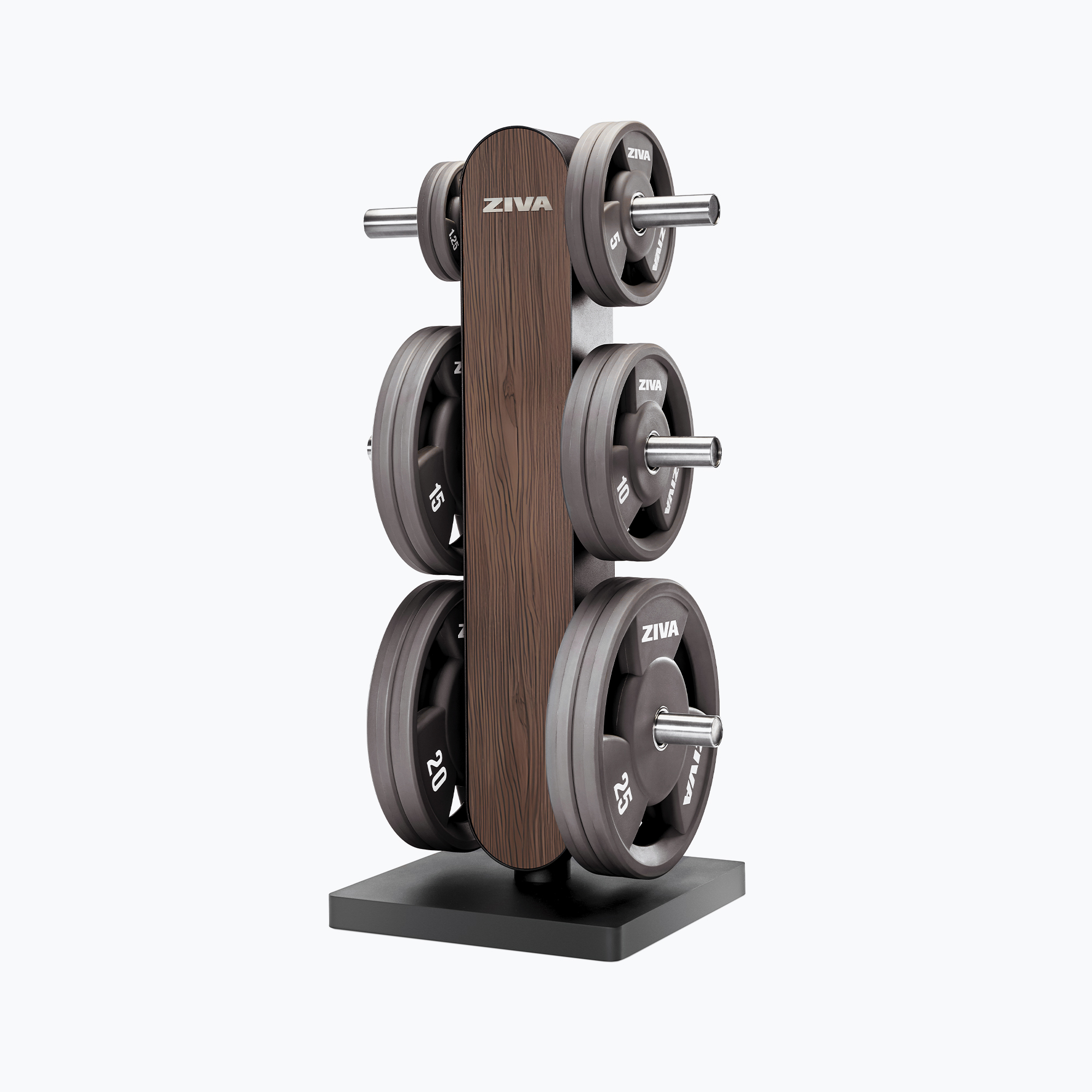 Bộ Đĩa Tạ Olympic Có Tay Cầm Bọc Urethane ZIVA Lumina (32 Chiếc) Kèm Kệ & Cây Lưu Trữ Bánh Tạ Olympic ZIVA Lumina