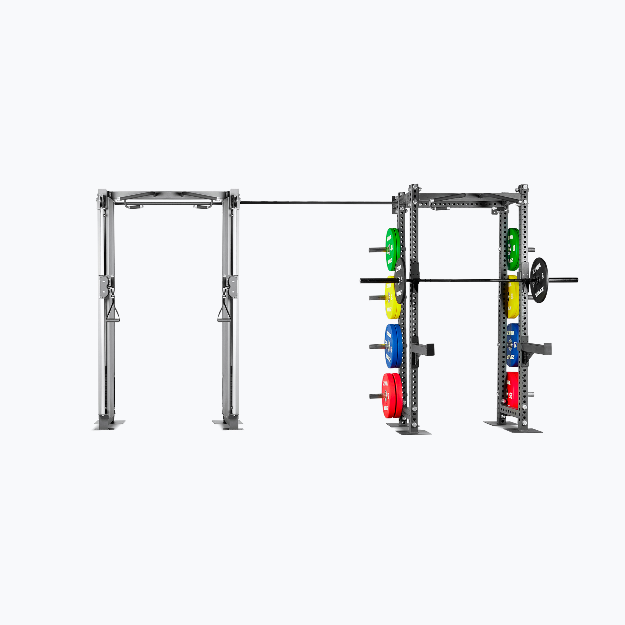Tổ Hợp Trạm Máy Kéo Cáp Đa Năng ZIVA XP Tích Hợp Thiết Bị Gym ZIVA XP Single Pull Up Bar, Khung Gánh Tạ Half Rack Gắn Tường ZIVA XP