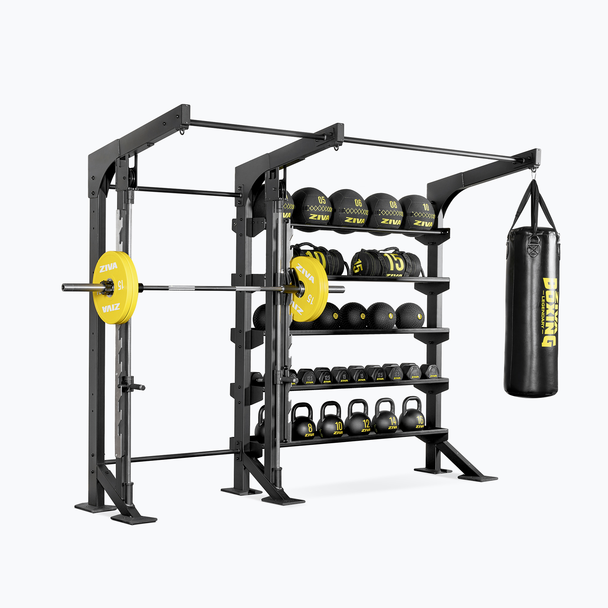 Khung Gánh Tạ Trượt Có Ray An Toàn (Smith Machine) ZIVA XP2 Kèm Hệ Thống Kệ Lưu Trữ Thiết Bị Đa Năng ZIVA XP2