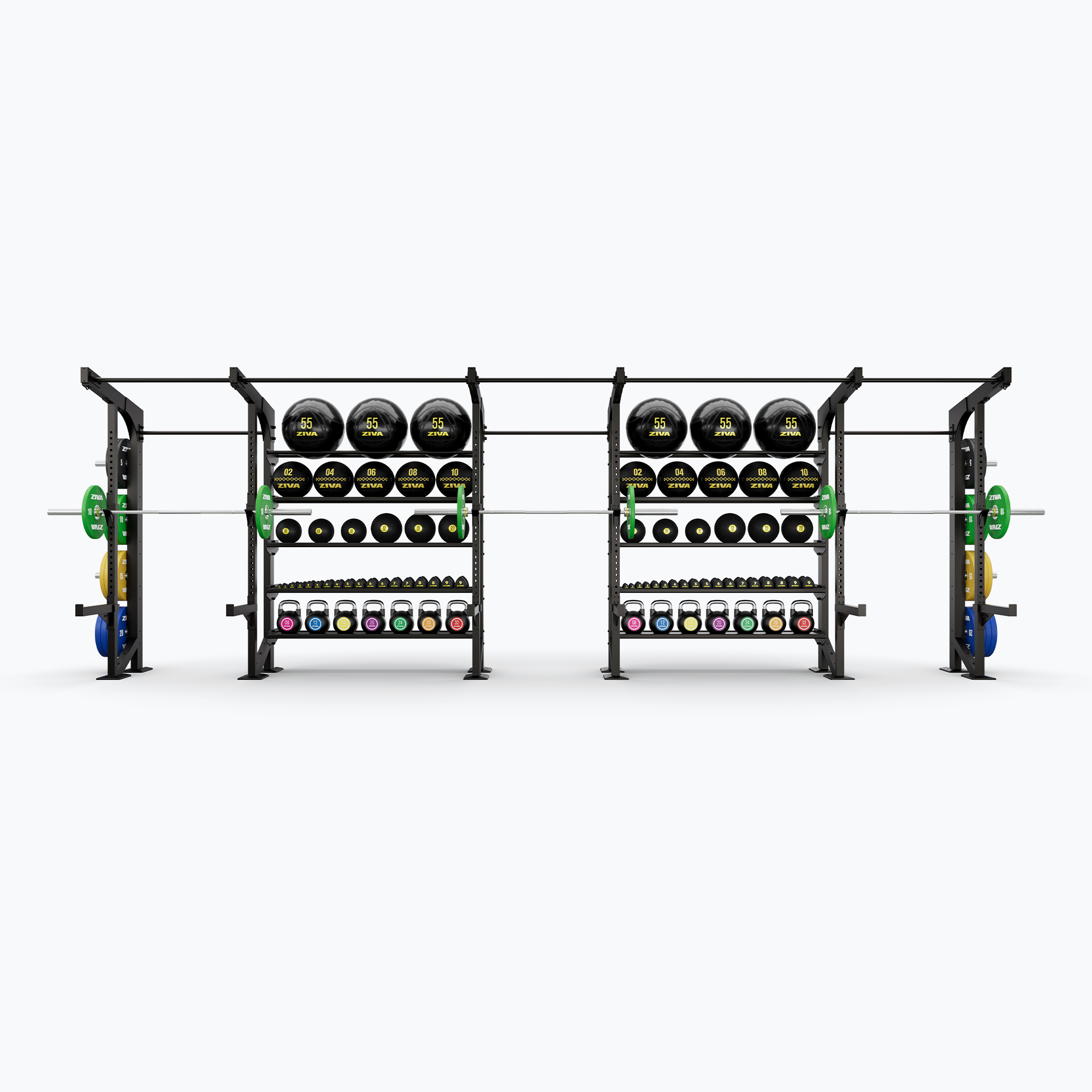 Giàn Khung Tập Đa Năng Cố Định Sàn ZIVA XP2 (2 Khoang Lưu Trữ Functional + 3 Trạm Gánh Tạ Squat)