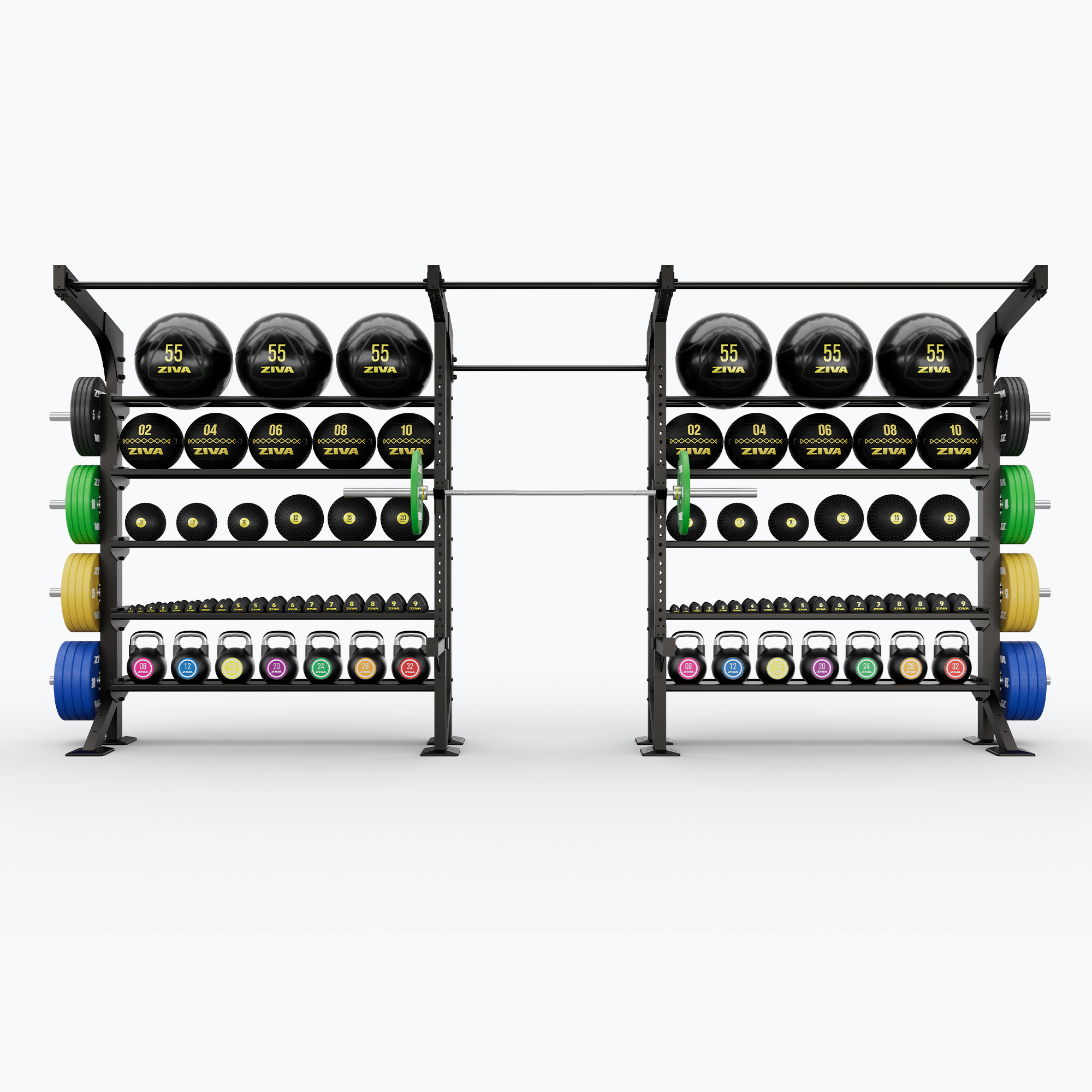 Giàn Khung Tập Đa Năng Cố Định Sàn ZIVA XP2 (2 Khoang Lưu Trữ Functional + 1 Trạm Gánh Tạ Squat)